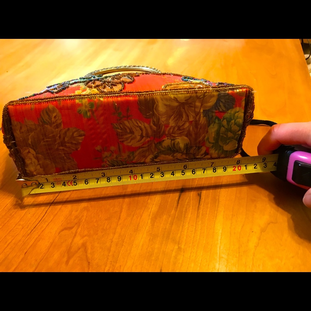 Gorgeous Vintage Evening Clutch Bag With Metal Strap Colorful Showstopping Boho - Picture 5 of 8